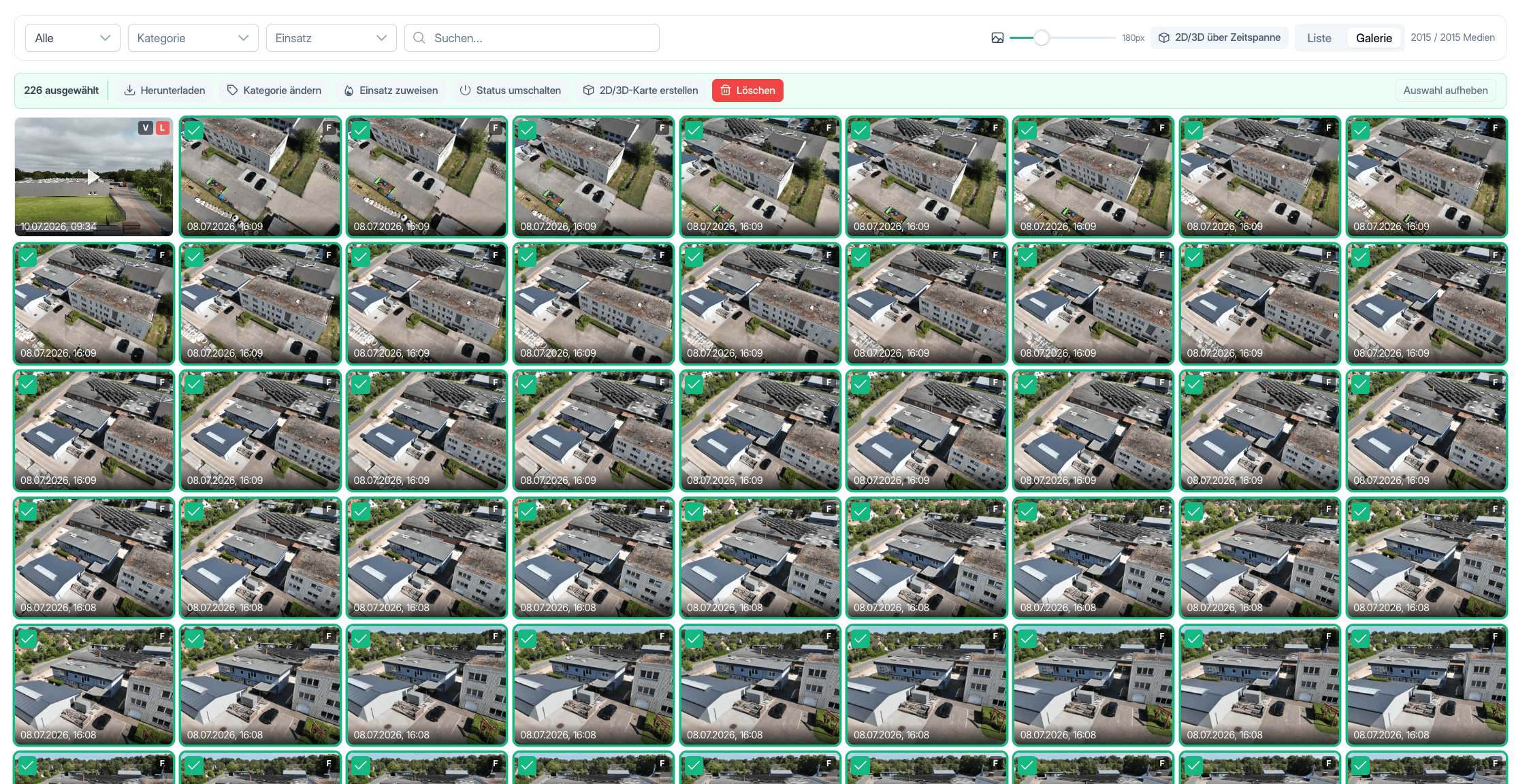 Alle Bilder in der Medienverwaltung ausgewählt