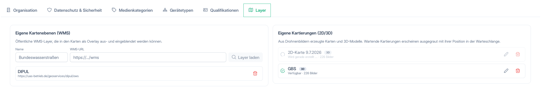 Layer-Einstellungen