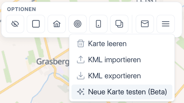 Neue Karte über Aktionen → Neue Karte testen (Beta) aktivieren